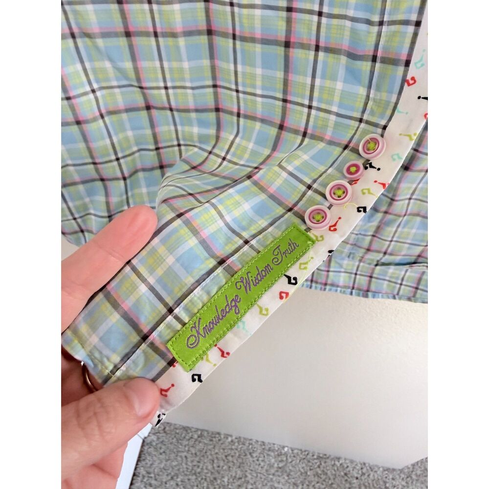 Robert Graham Button Up Shirt Men's Large Plaid Knowledge Wisdom Truth Patch - Picture 3 of 9